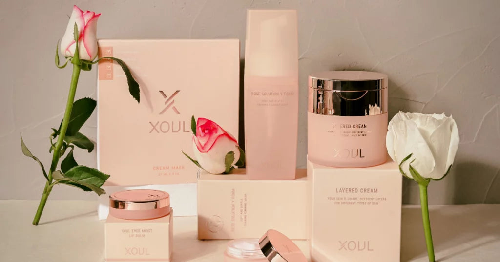XOUL skincare products with flowers - Embrace Radiance: Exploring the Magic of XOUL - Korea's Beauty Revelation