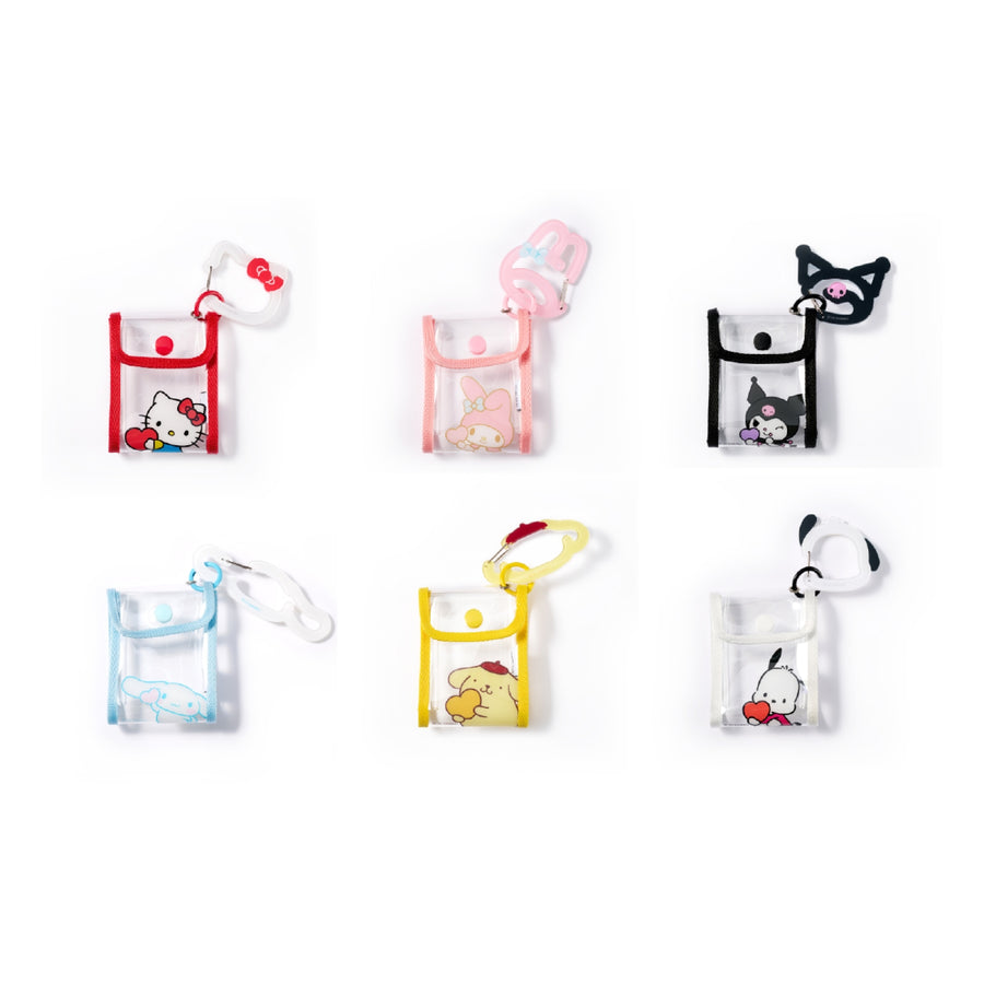 Sanrio - Carabiner Clear Pouch - Hello Kitty, My Melody, Kuromi, Cinnamoroll, Pompompurin