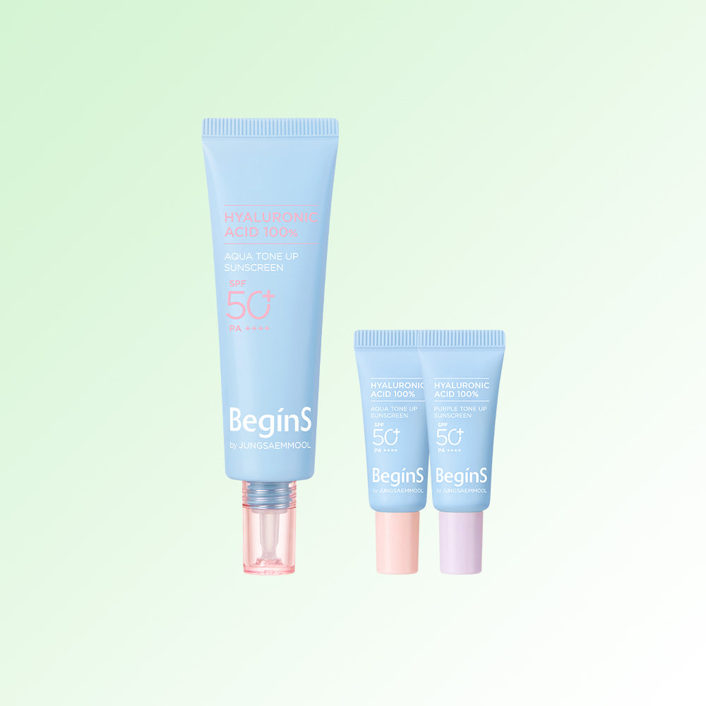 JUNG SAEM MOOL BeginS Blue Chamomile Hyaluronic Acid Aqua Tone-up Sun Cream - Korean tone-up sunscreen