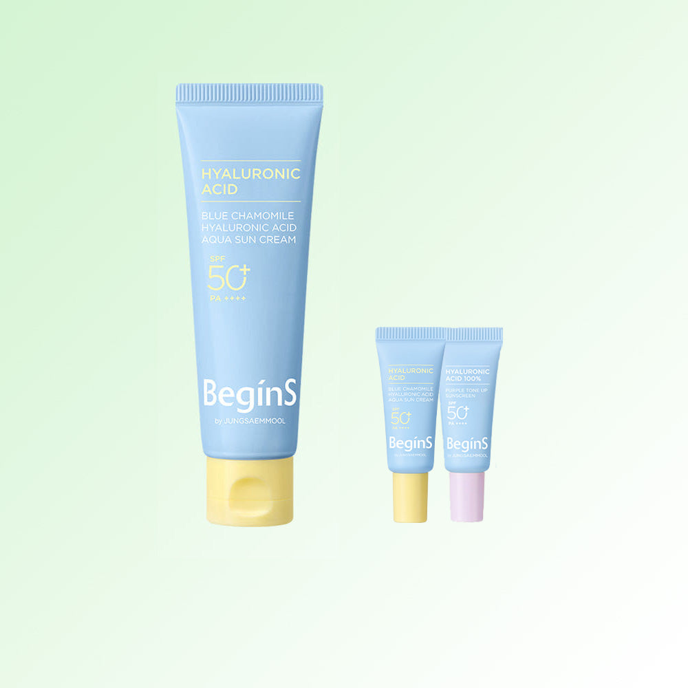 JUNG SAEM MOOL BeginS Blue Chamomile Hyaluronic Acid Aqua Sun Cream - Korean sunscreen