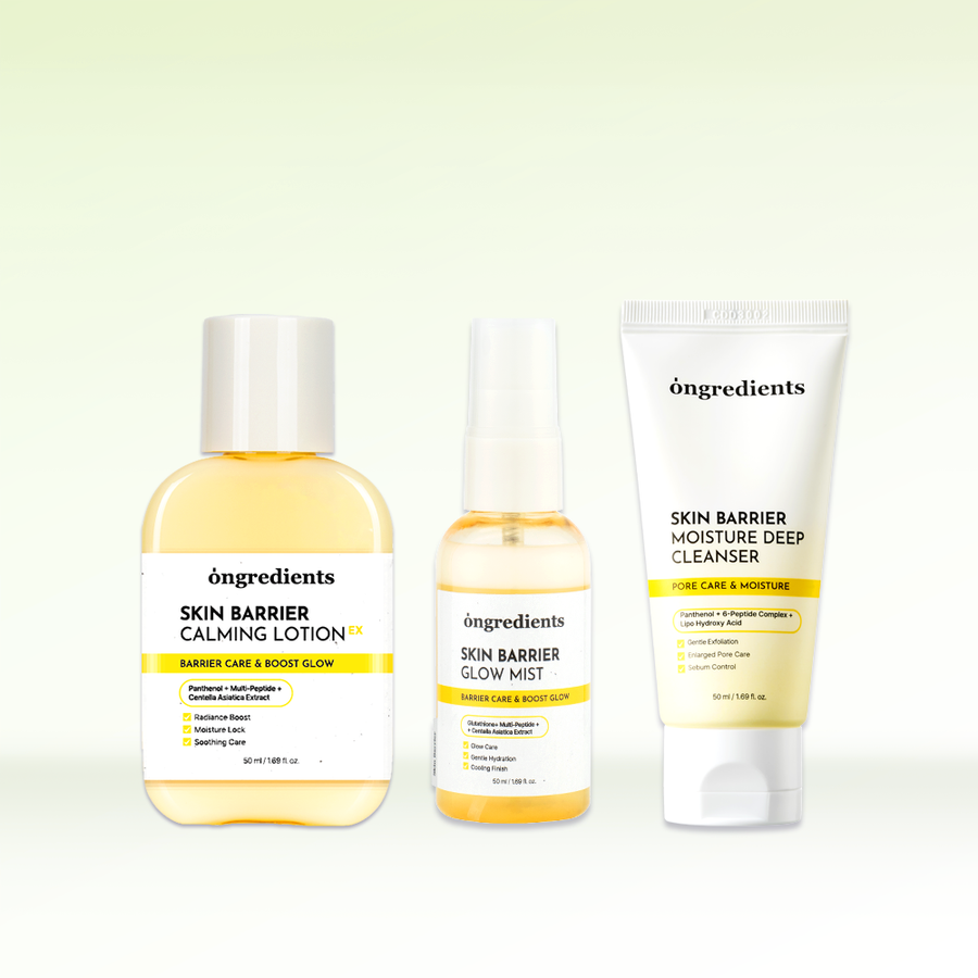 ONGREDIENTS Calming Lotion EX, Glow Mist & Moisture Deep Cleanser Mini Trio Set