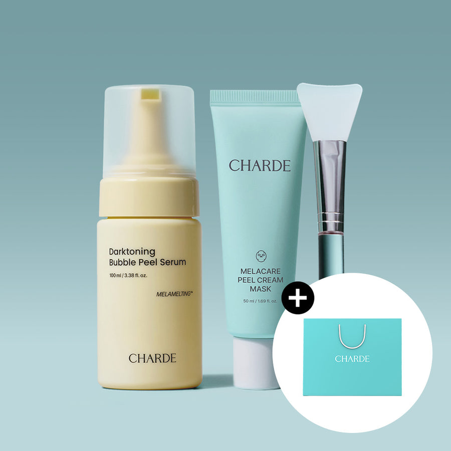 CHARDE Darktoning Bubble Peel Serum & Melacare Peel Cream Mask & Brush Set
