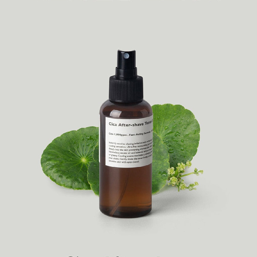 LAZY SOCIETY Cica Aftershave Toner Spray 120ml by Gentleman Korea — Korean men’s cica aftershave spray in brown bottle with centella leaves