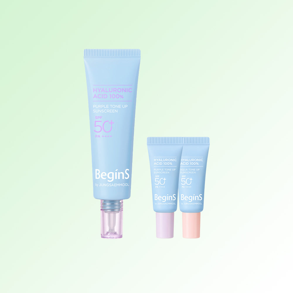 JUNG SAEM MOOL BeginS Blue Chamomile Hyaluronic Acid Purple Tone Up Sunscreen - Korean sunscreen