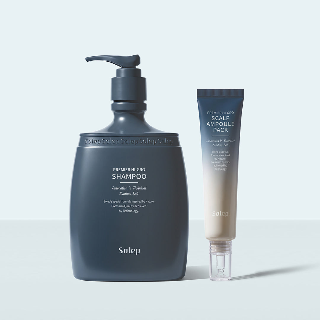 SOLEP Premier Hi-Gro Shampoo & Scalp Ampoule Pack Set - Korean hair care set