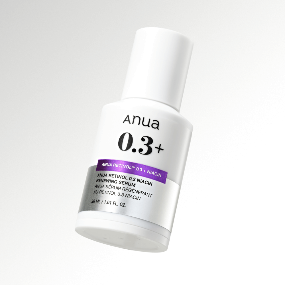 Bottle of ANUA Retinol 0.3 Niacin Renewing Serum with white background.