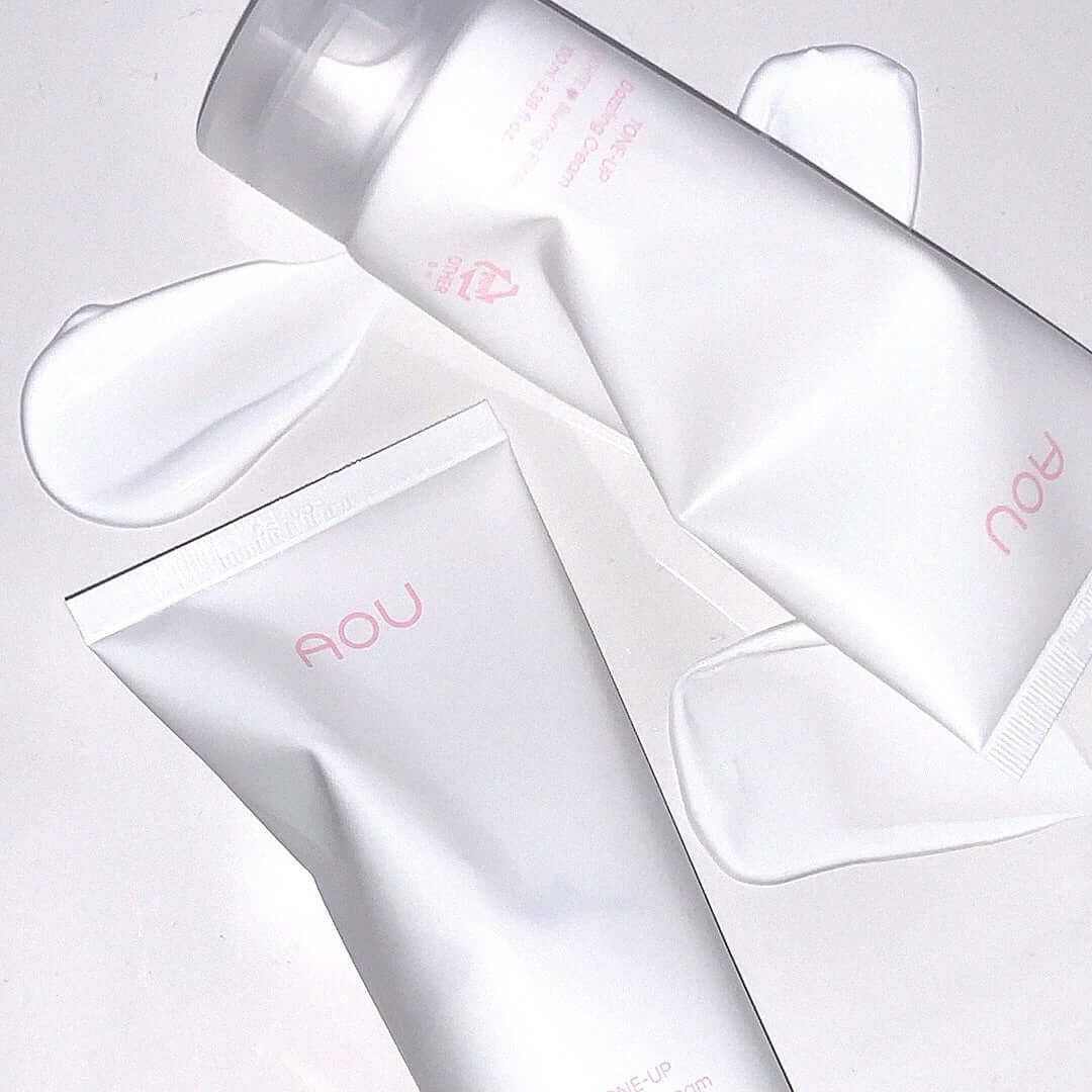 AOU Tone-Up Dazzling Cream packaging and texture
