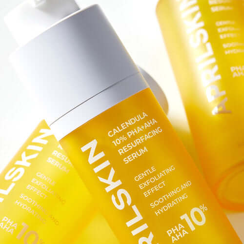 APRILSKIN Calendula 10% PHA+AHA Resurfacing Serum bottle with exfoliating and hydrating properties