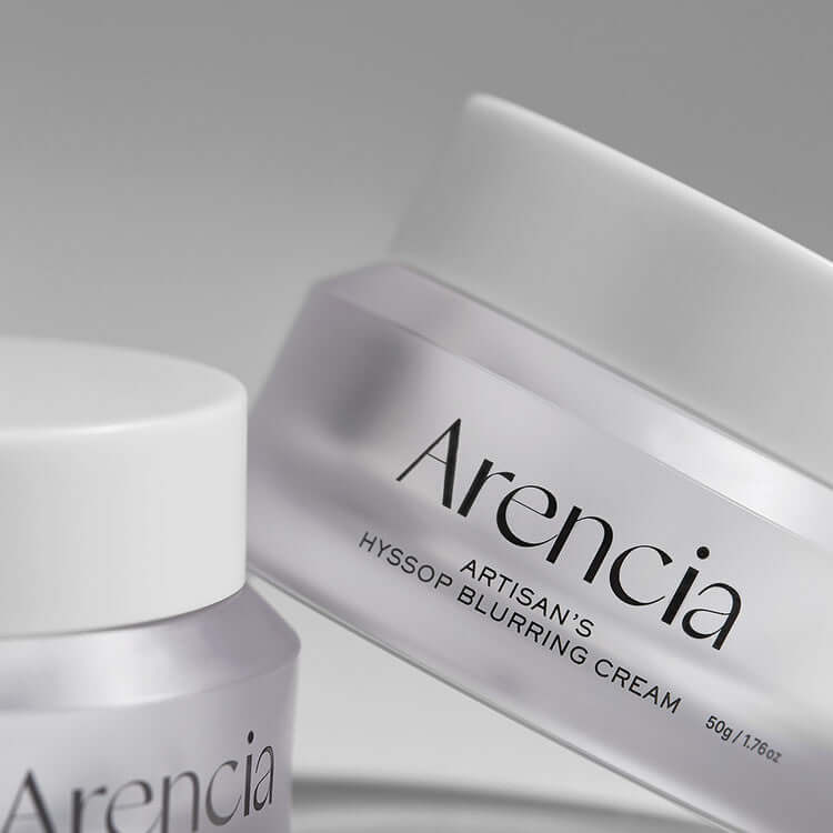 ARENCIA Artisan Hysop Blurring Cream 30g in sleek, white packaging, showcasing premium skincare product for smooth, blurred finish.