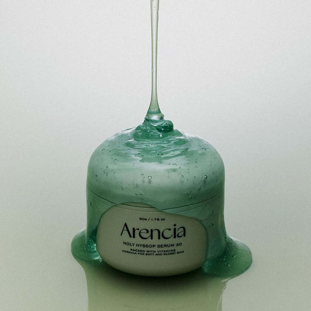 ARENCIA Fresh Holly Hyssop Serum 30 50g beauty product with green gel texture