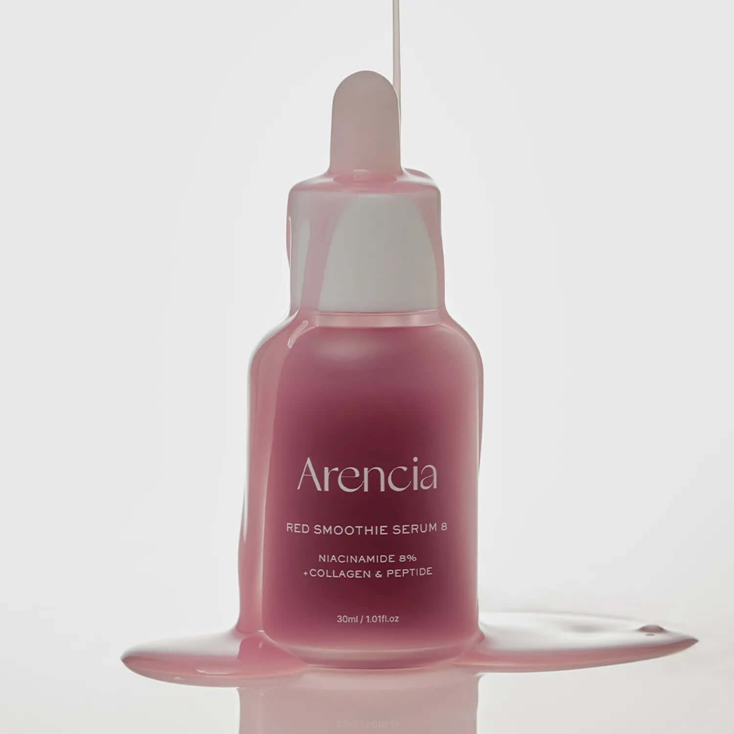 ARENCIA Red Smoothie Serum 8 30ml bottle with droplet and smooth texture