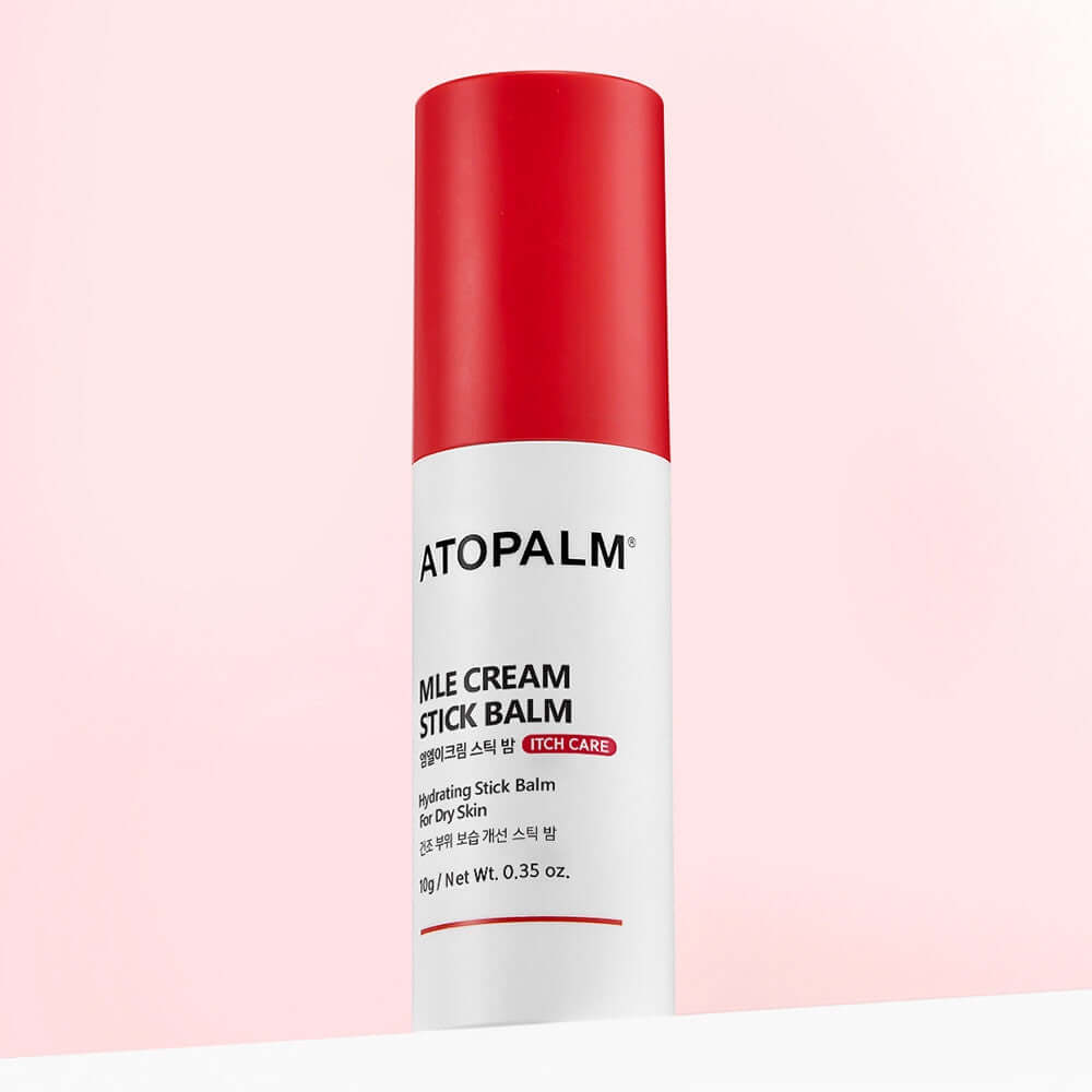 ATOPALM MLE Cream Stick Balm 10g product image with red and white packaging, ideal for dry skin hydration.