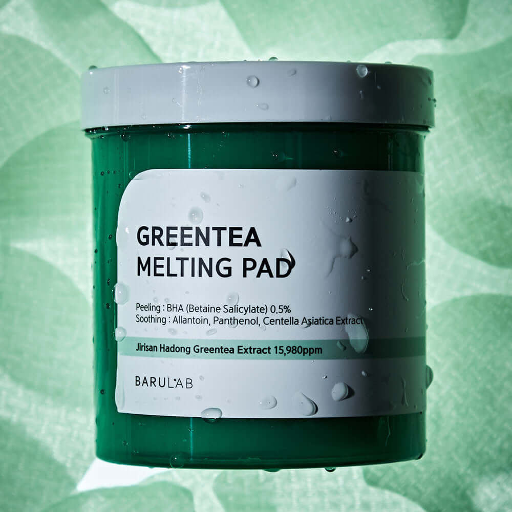 BARULAB Green Tea Melting Pad for soothing and exfoliating skincare.