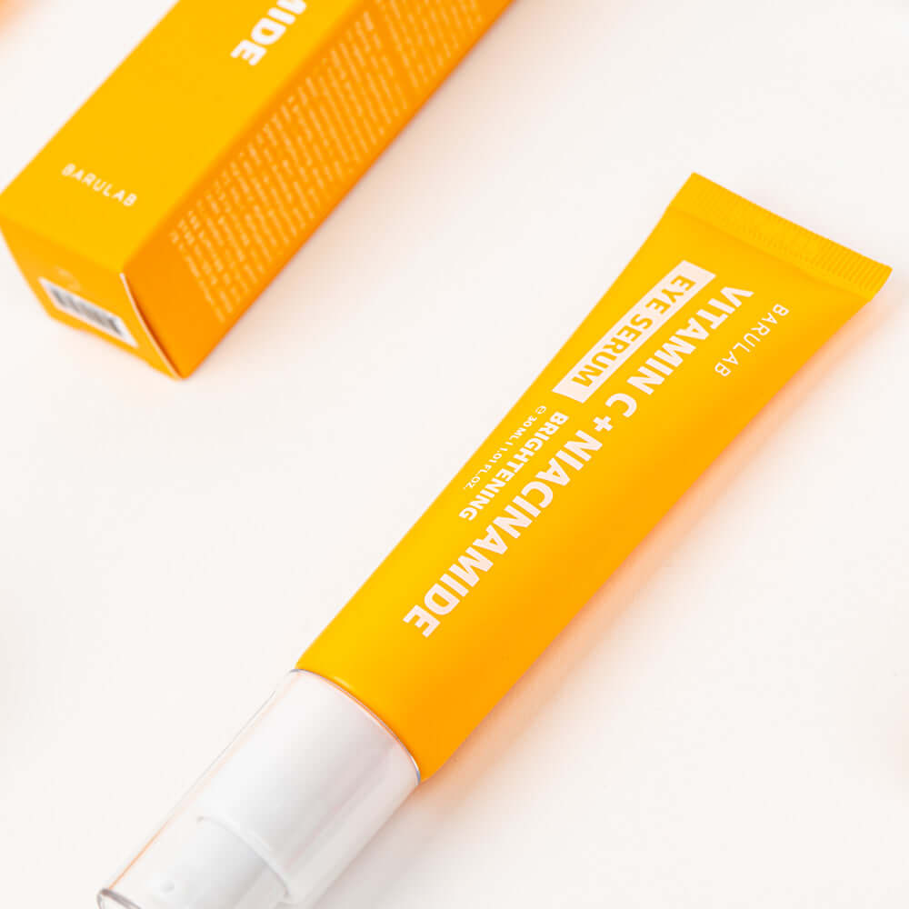 BARULAB Vitamin C Niacinamide Whitening Eye Serum 30ml in bright packaging showcasing skincare benefits.