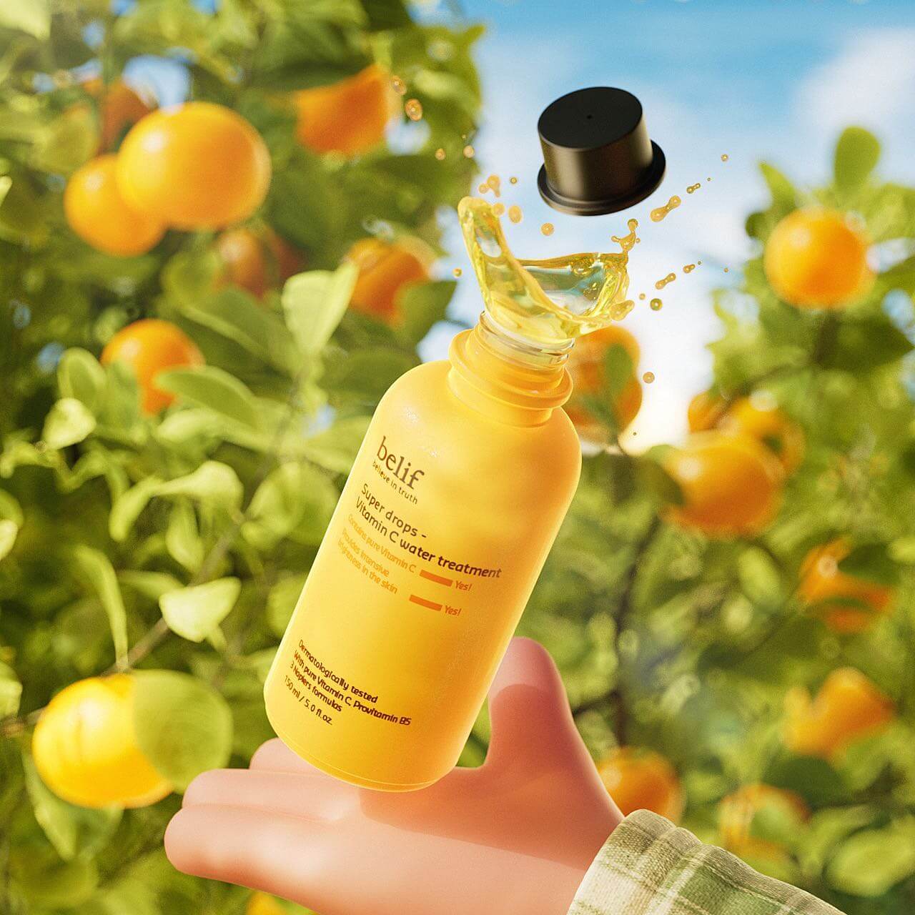 BELIF Super Drops-Vitamin C Water Treatment 150ml bottle with citrus background