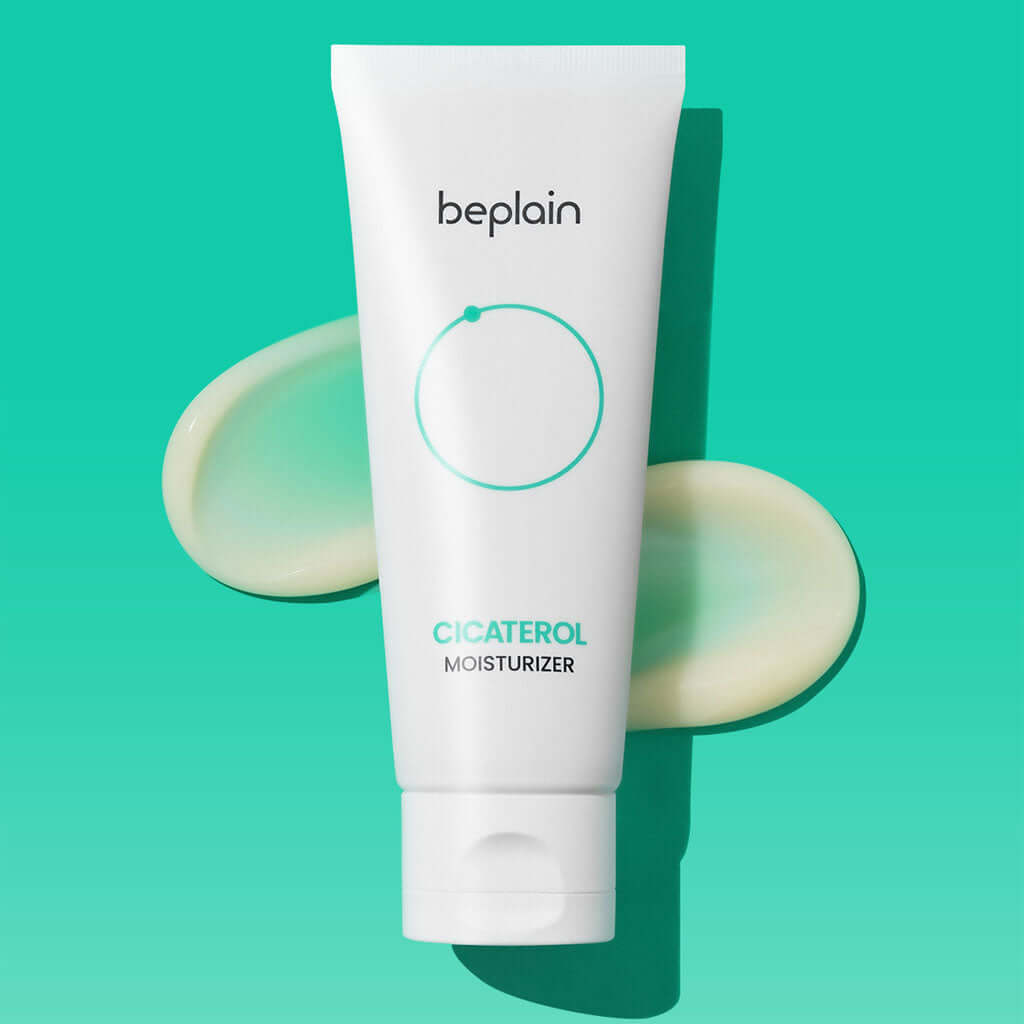BEPLAIN Cicaterol Cream - moisturizing skincare product for sensitive skin displayed against a teal background