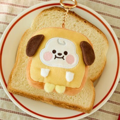 BT21 Bakery Plushy Keyring with a cute character design placed on sliced bread.