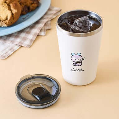 BT21 Basic Tumblr Cup 473ml with cute character design and removable lid, ideal for keeping beverages hot or cold.