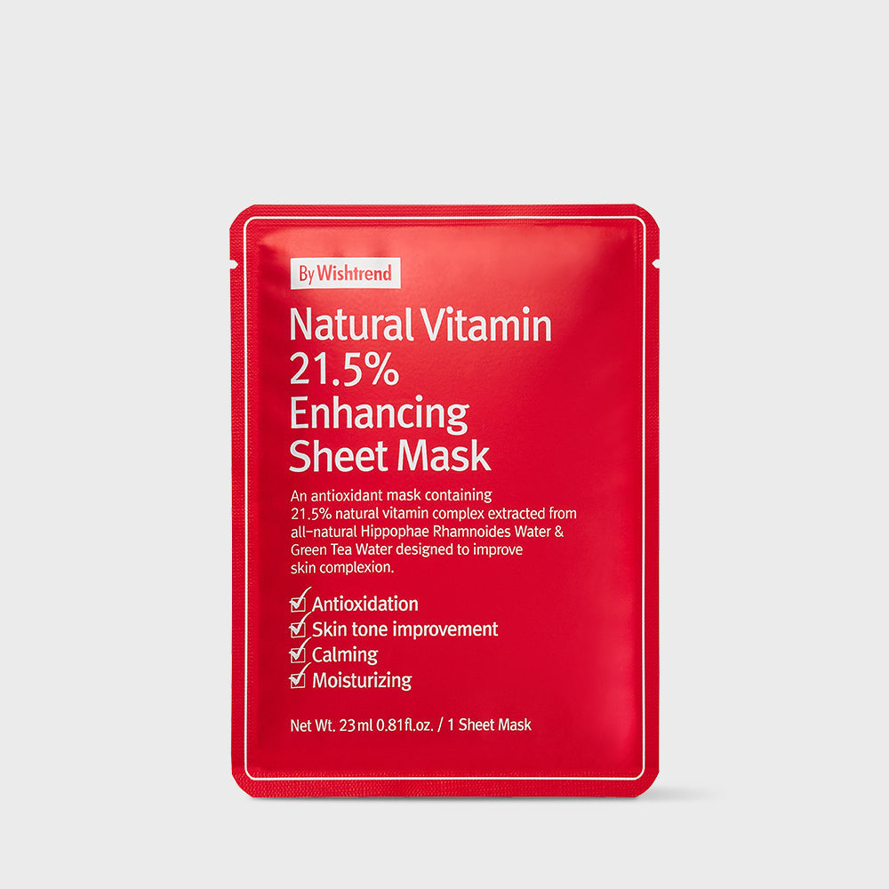 BY WISHTREND Natural Vitamin 21.5 Enhancing Sheet Mask | Kool Seoul