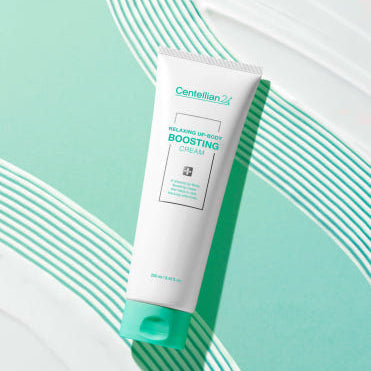 CENTELLIAN 24 Relaxing Up Body Boosting Cream 250ml product image on a stylized background