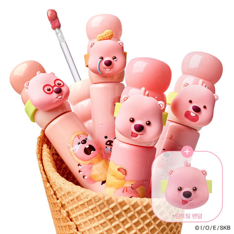 Basket of COLORGRAM Tanghulu Tangle Tint Milk 3g lip tints with bear design and applicator in cute pink packaging.