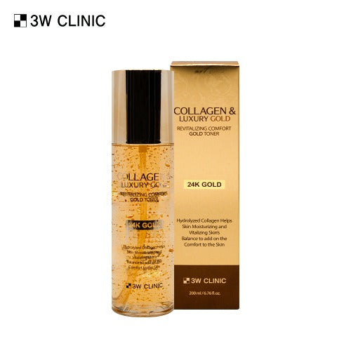 3W CLINIC Collagen & Luxury Gold Revitalizing Comfort Gold Toner 200ml | Kool Seoul