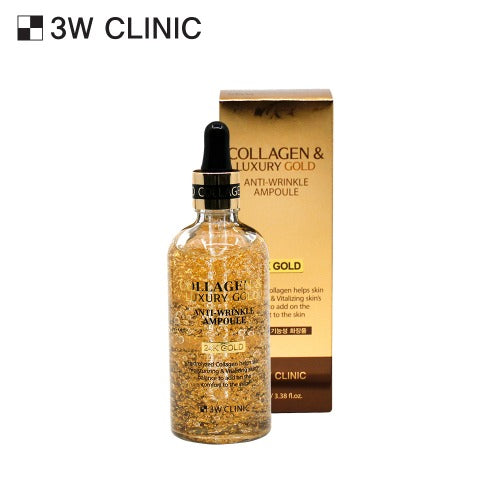 3W CLINIC Collagen Luxury Gold Anti-Wrinkle Ampoule 55ml/100ml | Kool Seoul
