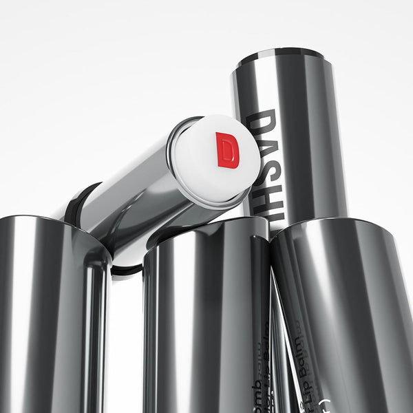 DASHU Men's Water Balm Snap Color Lip Balm silver metallic tube close-up, Gentleman Korea men’s Korean skincare product