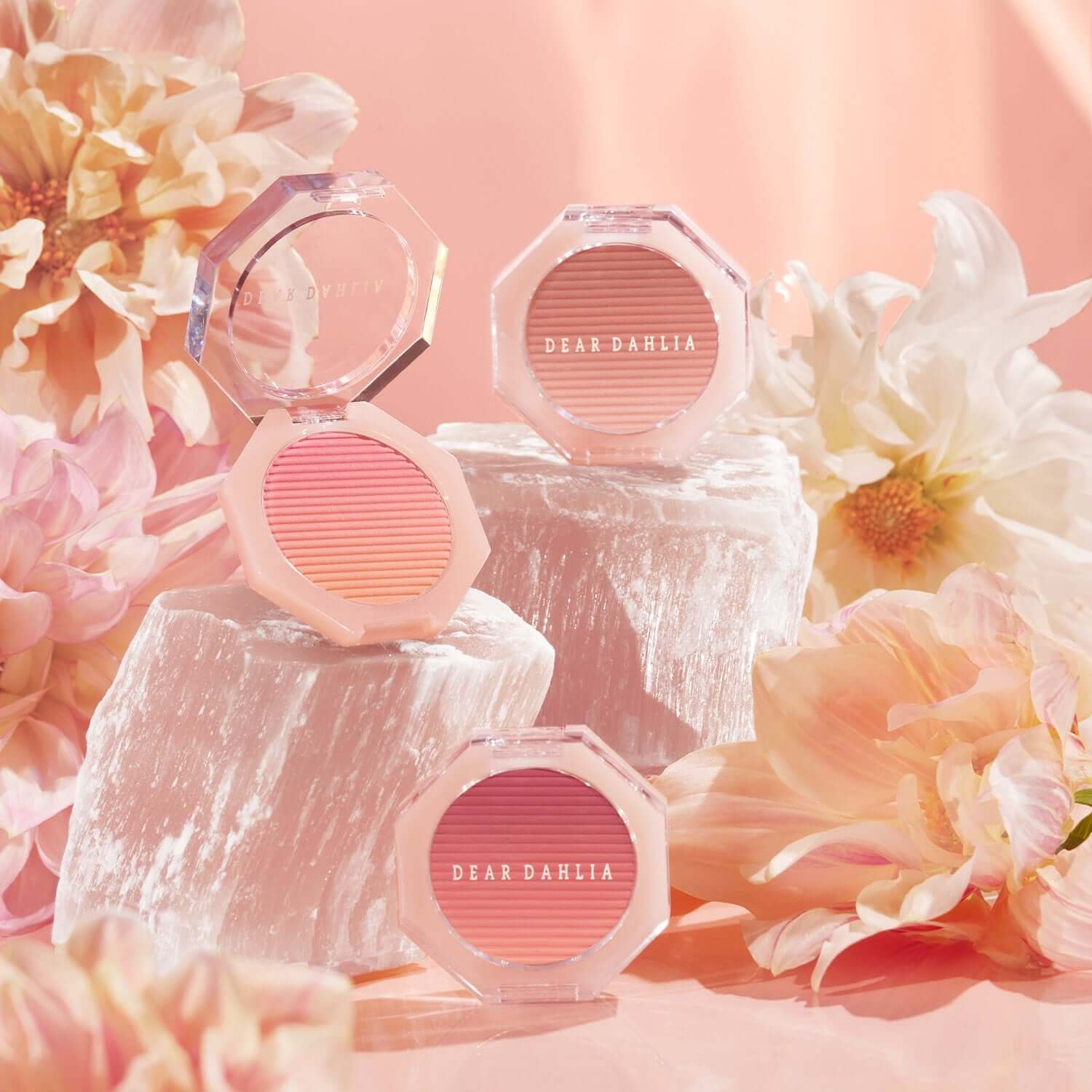 DEAR DAHLIA Blooming Edition Paradise Soft Dream Blush with floral background and elegant design.
