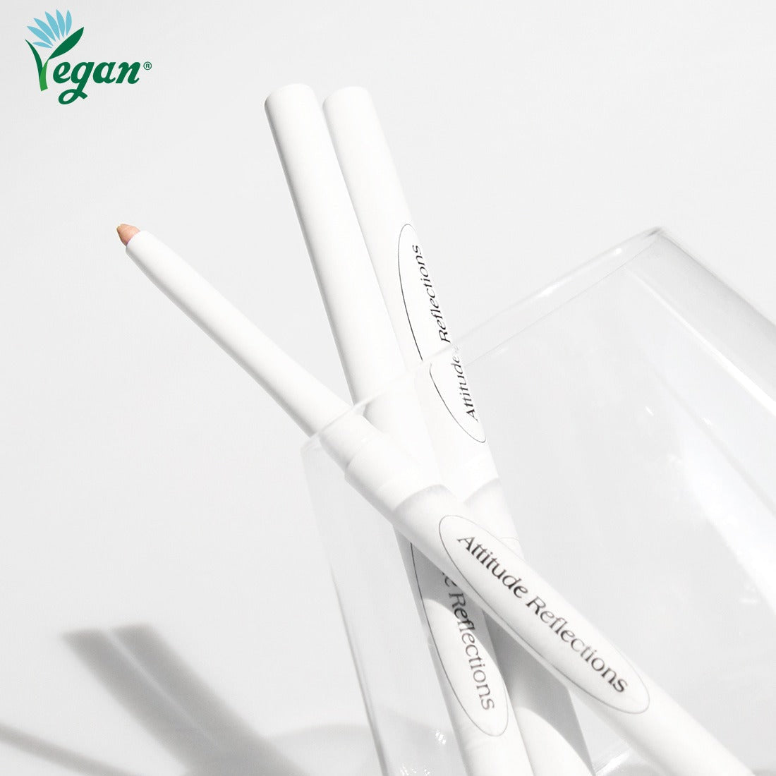 DEAR.A Slim Tip Cute Eyes Maker white pencils in a glass with vegan label