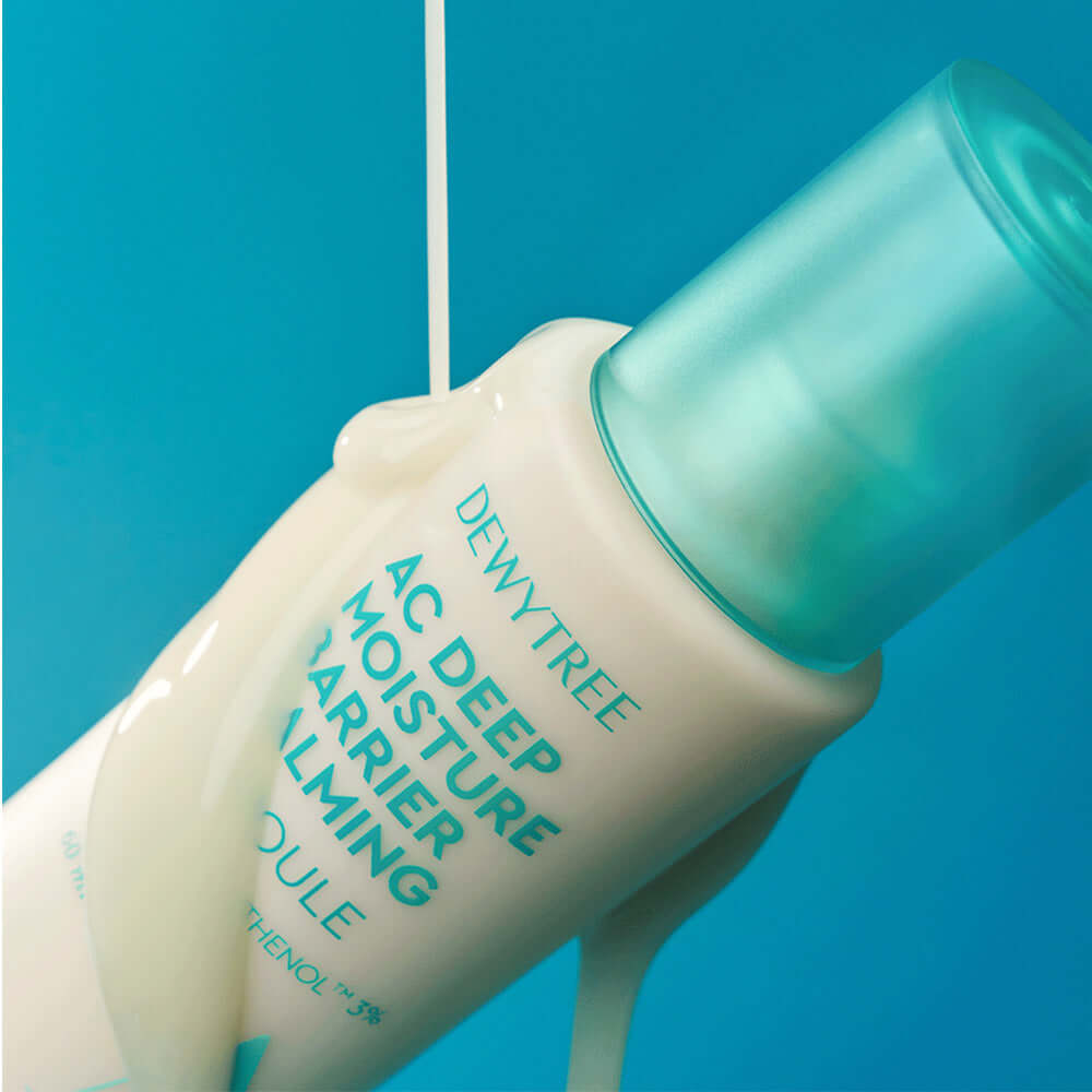 DEWYTREE AC Deep Barrier Soothing Moisturizing Ampoule 60ml bottle with lotion background