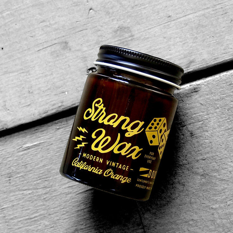DOORS California Beach Orange Strong Wax 80g jar product shot on wooden background by Gentleman Korea, men's styling wax for strong hold