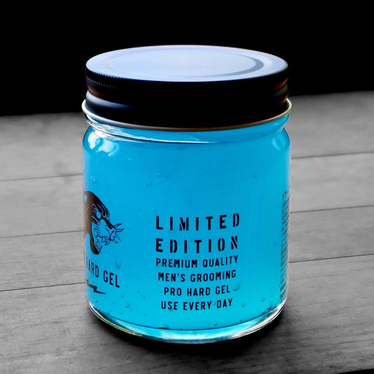 DOORS Hard Gel LTD 200g jar of bright blue men's styling gel labeled Limited Edition by Gentleman Korea for professional grooming