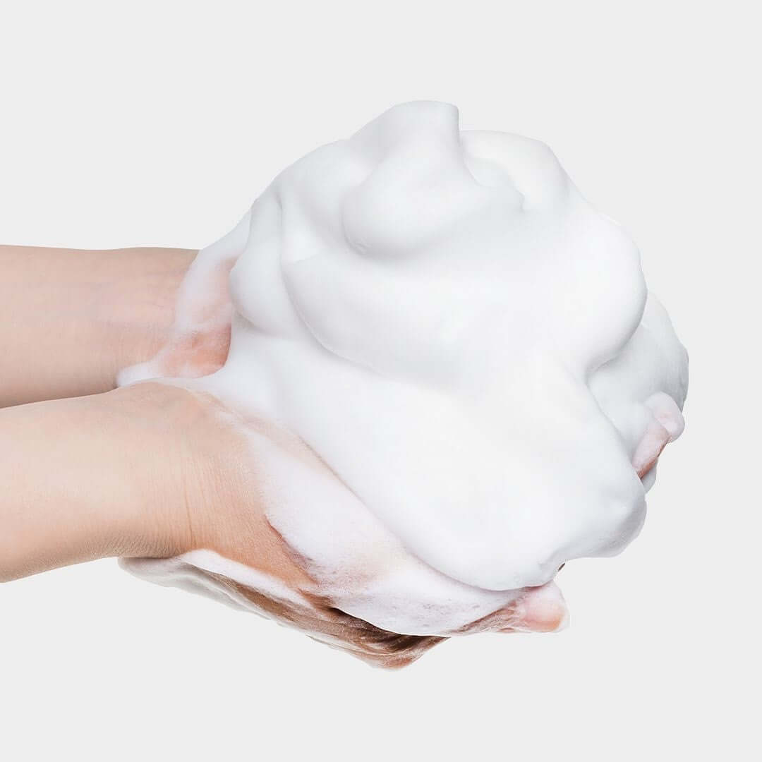 Hands holding foam created by DR.ALTHEA Amino Acid Gentle Bubble Cleanser 140ml