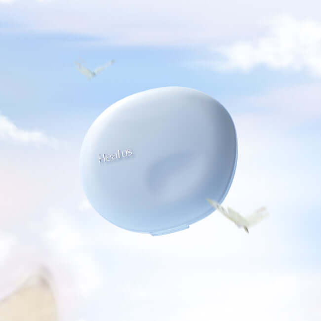 DR.G Breath Cushion Cloud SPF50 PA+++ compact in a serene sky setting with clouds and birds.