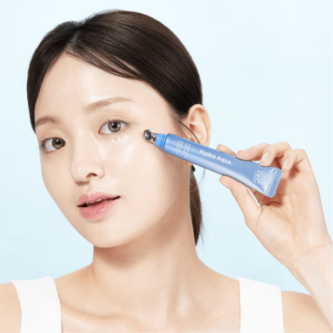 Woman applying DR.G Hydra Aqua retinol Eye Cream under her eye