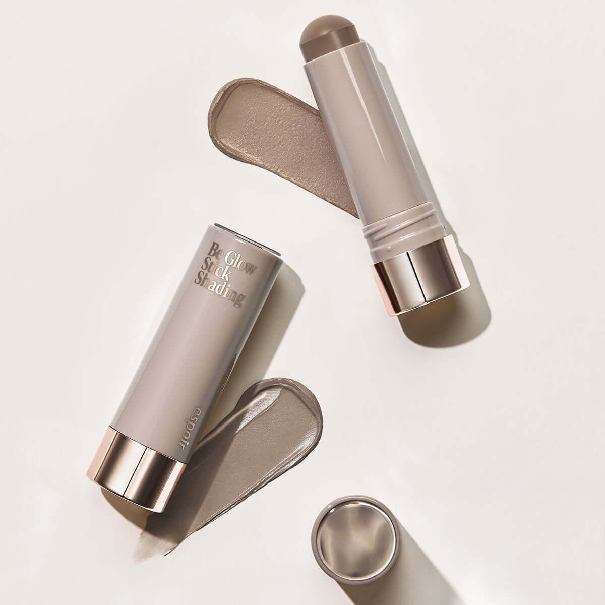 ESPOIR BE GLOW STICK SHADING cream contour stick with swatch showing smooth application and natural shading effect.