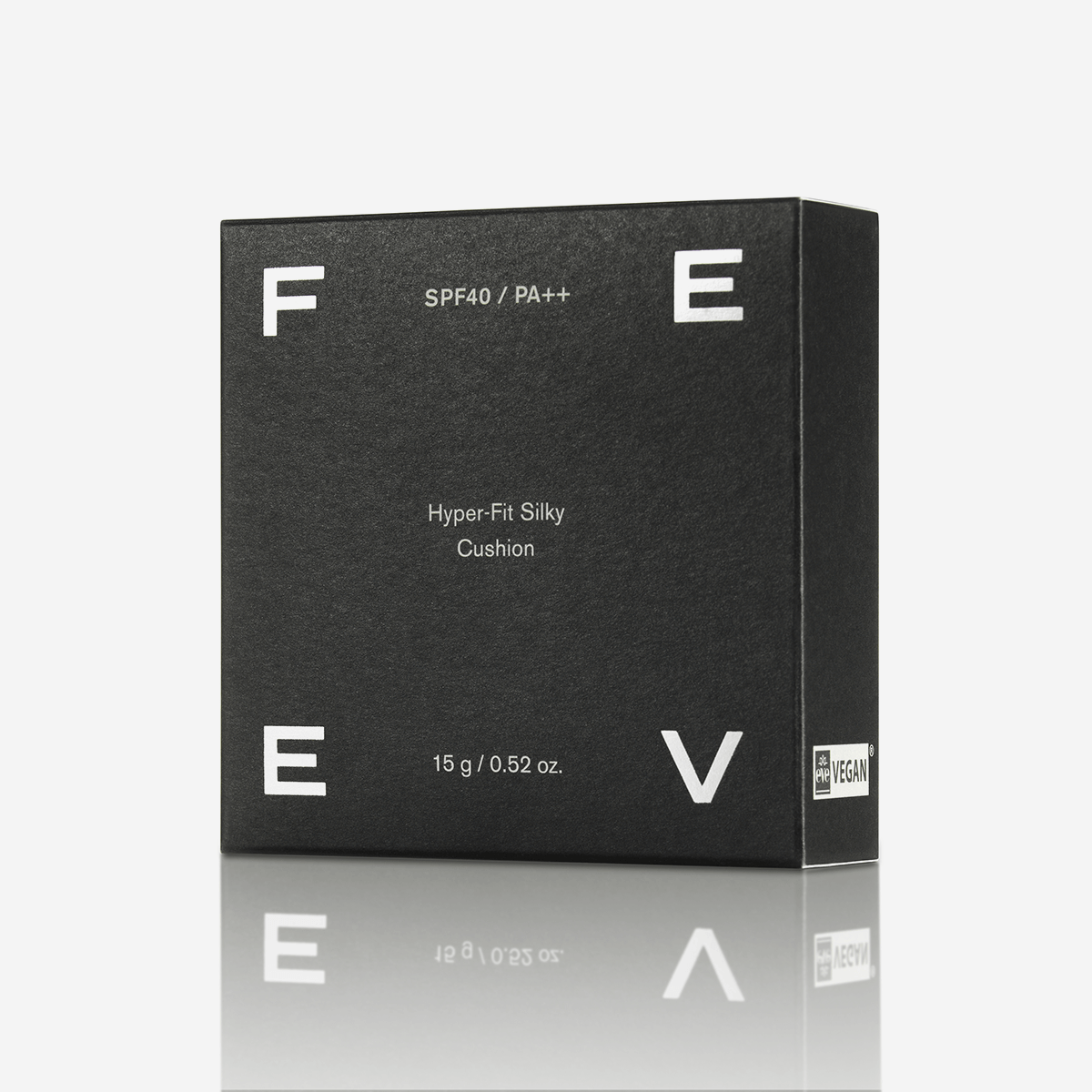 FEEV Hyper-Fit Silky Cushion packaging with SPF40 PA++ label, 15g vegan product.