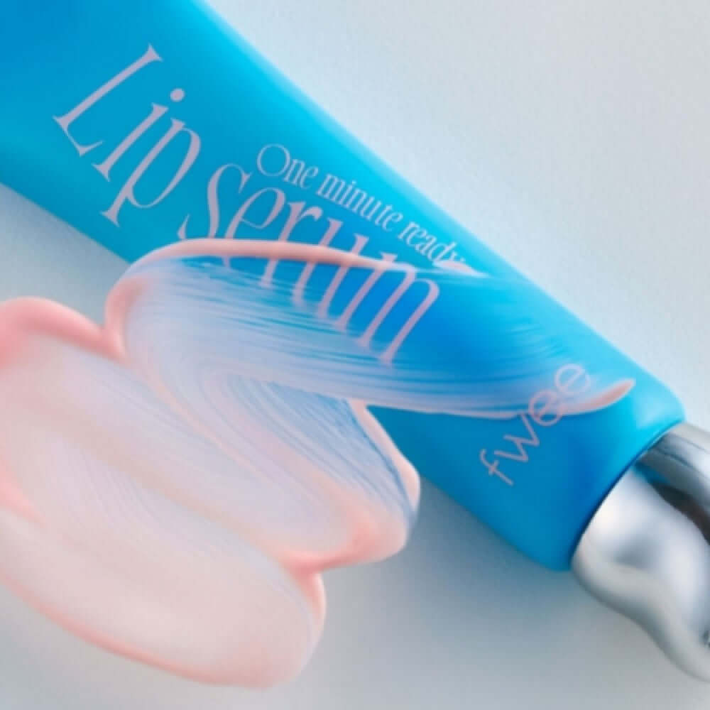 FWEE One Minute Ready Lip Serum in blue tube with creamy texture, designed for quick lip care and nourishment.