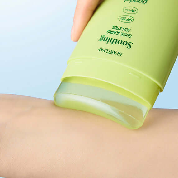 GOODAL Eoseongcho Calming Quick Sliding Sun Stick being applied on skin for soothing sun protection.