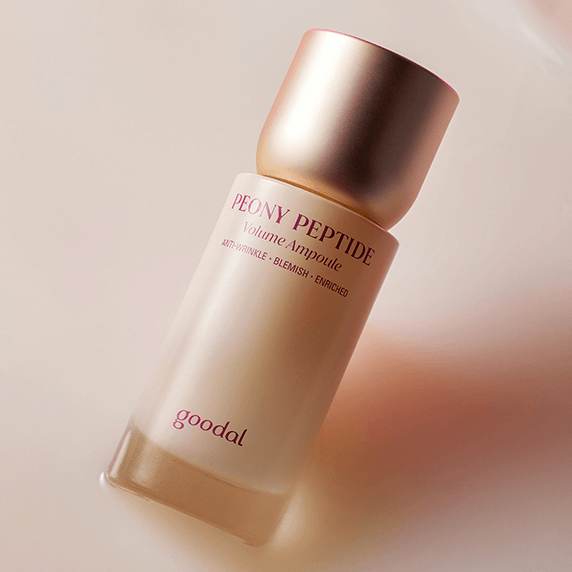 GOODAL Peony Peptide Wrinkle Volume Ampoule 50ml on a neutral background.