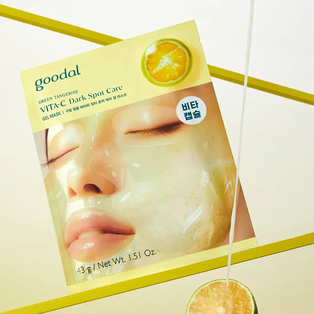 GOODAL Gel Mask (Green Tangerine/Eoseongcho) product packaging with vibrant green tangerine design for skincare.