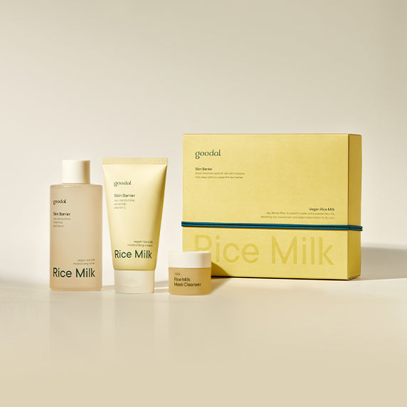 GOODAL Vegan Rice Milk Toner + Cream Planning Set (Toner + Cream + Pack Cleanser Mini) | Kool Seoul