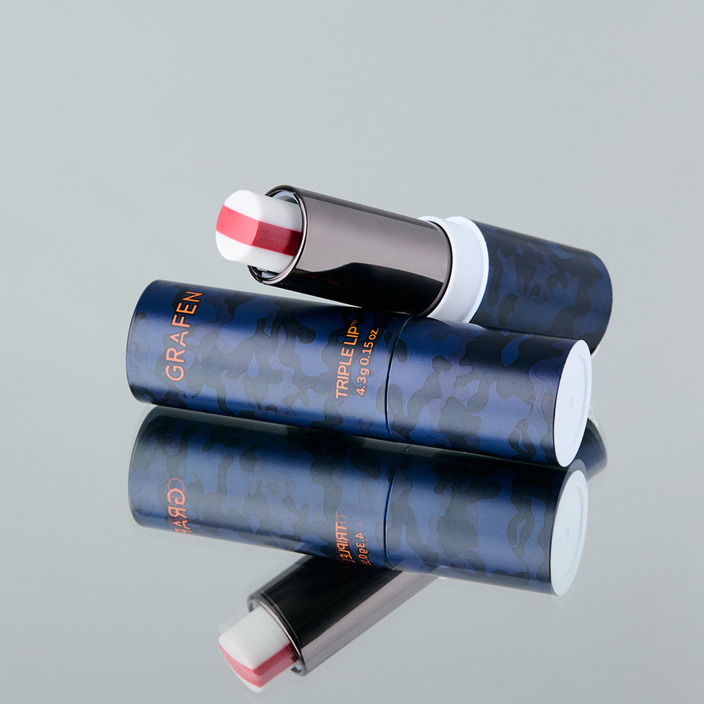 GRAFEN Triple Lip Handsome Lip 4.3g - Gentleman Korea men’s moisturizing lip balm in navy camo tube