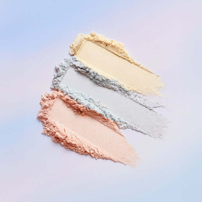 HEALUS Breath Cloud Powder swatches in pastel colors on a light background