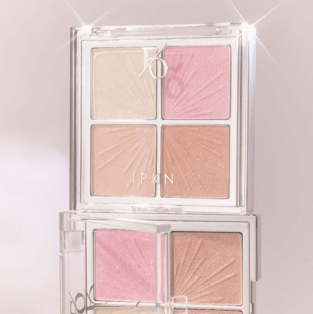 IPKN Flap One Face Palette featuring four shimmering shades in a compact, elegant design.