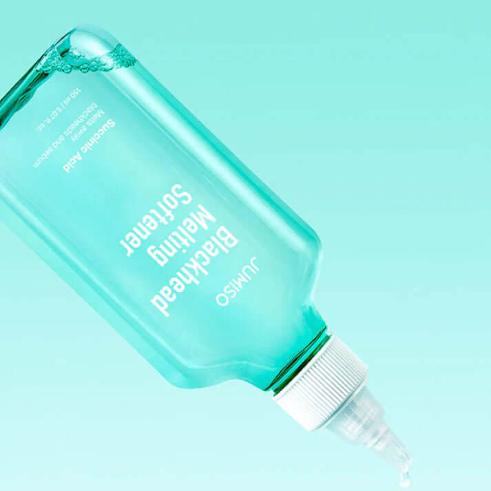 JUMISO Blackhead Melting Softener 150ml skincare bottle on a turquoise background