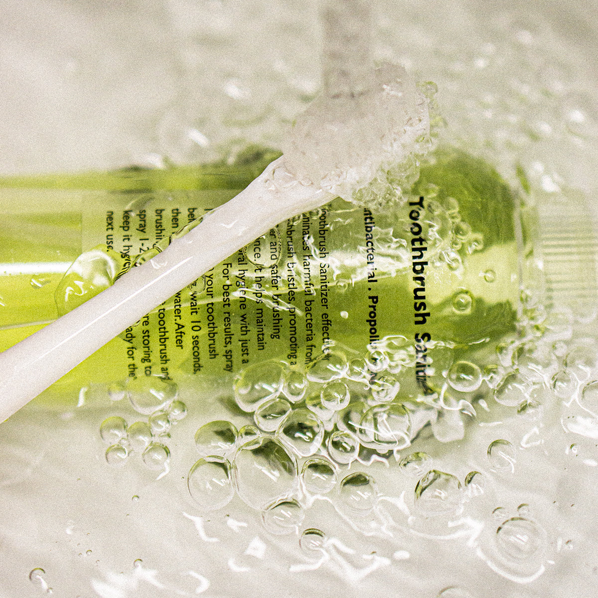 LAZY SOCIETY Toothbrush Sanitizer 100ml green bottle with toothbrush in water bubbles – Gentleman Korea Korean skincare for men