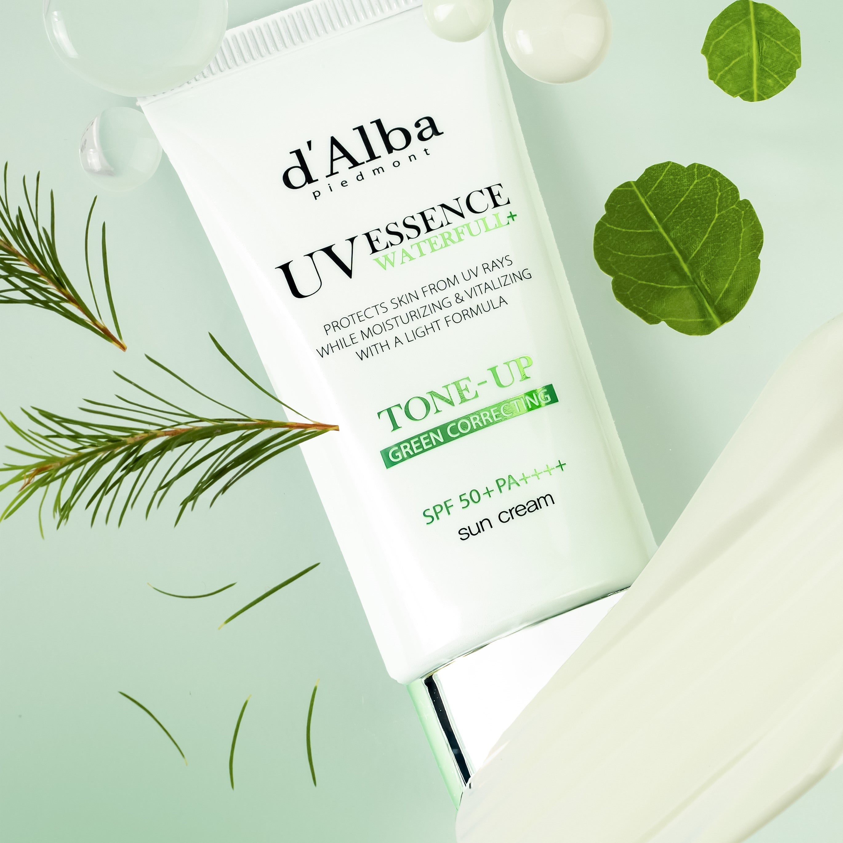 D'ALBA Vegan Waterfull Green Tone-Up Suncream 50ml | Kool Seoul