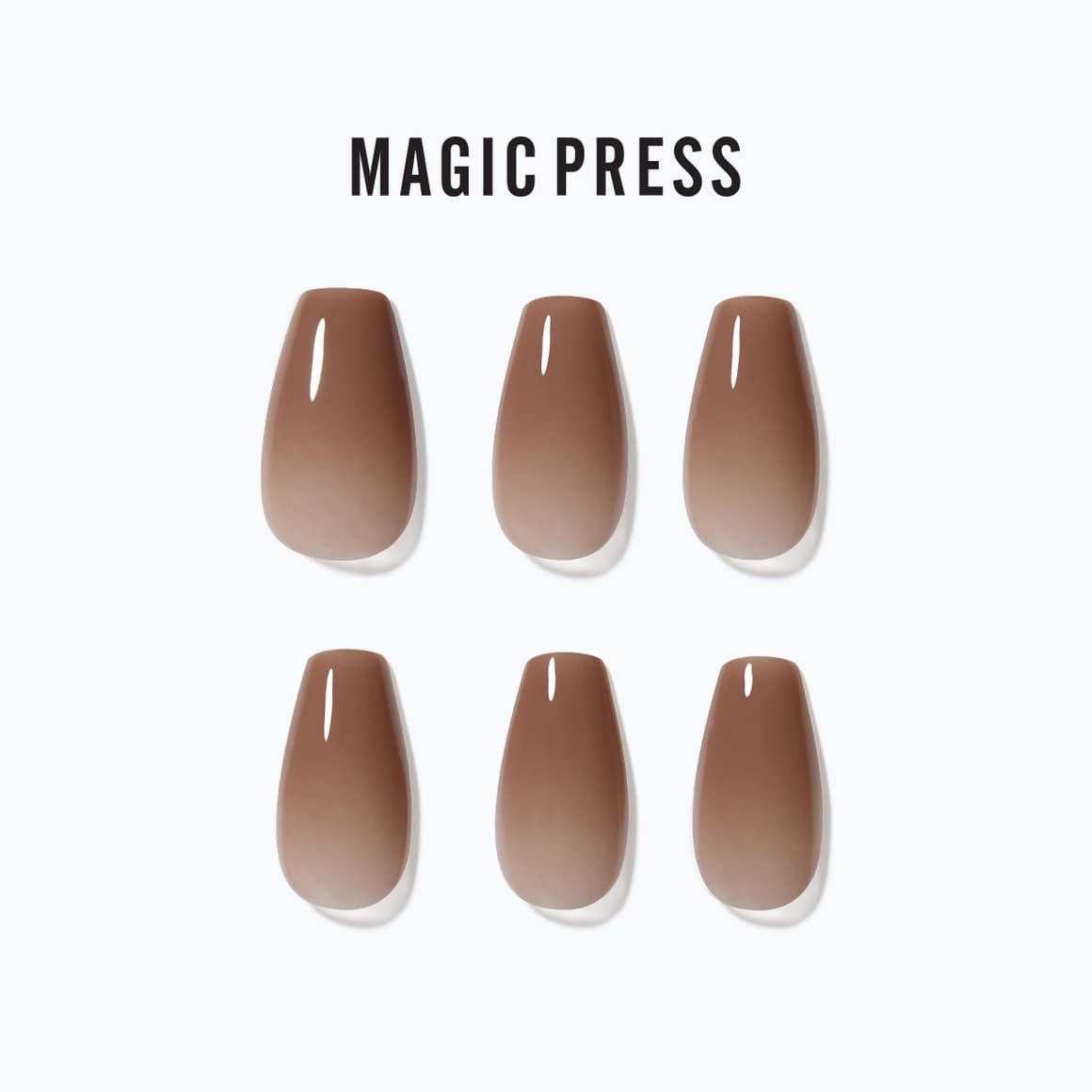 DASHING DIVA MAGIC PRESS Cinnamon Brown - Coffin nails set, stylish and easy-to-apply, perfect for a chic manicure.